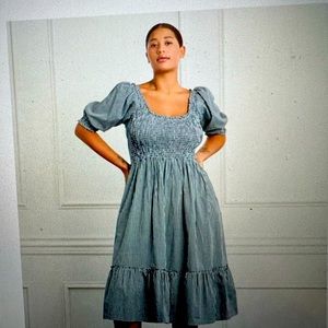 Hillhouse Home Louisa emerald green checked dress